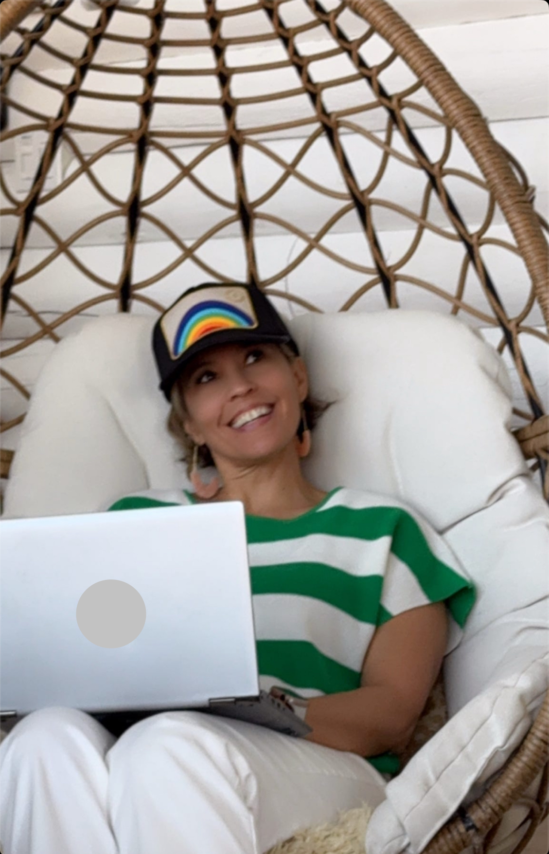 Rainbow Hat in Swinging Chair